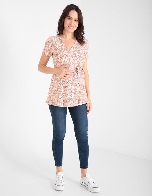 Blusa de lactancia Weekend Maternity con diseño floral cuello V en SB